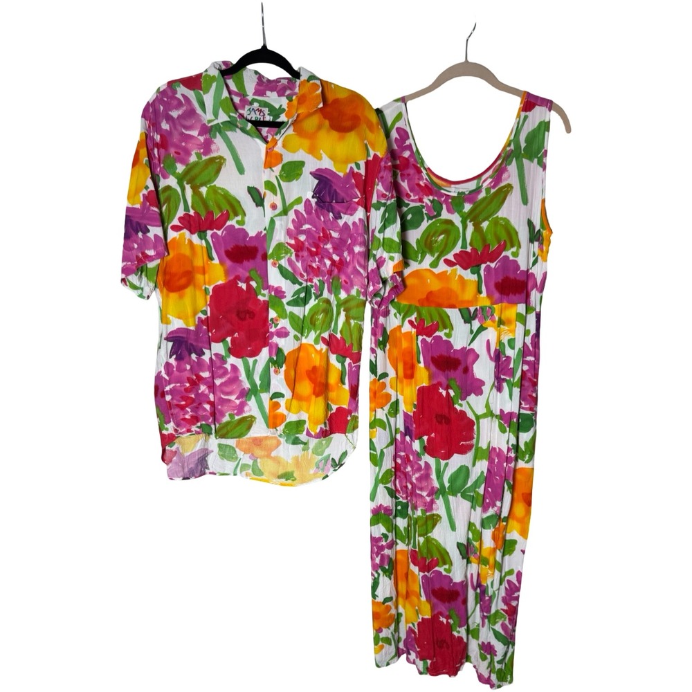 Jams World Matching Couples Set L Dress & Men's Shirt Vintage Made in Hawaii
